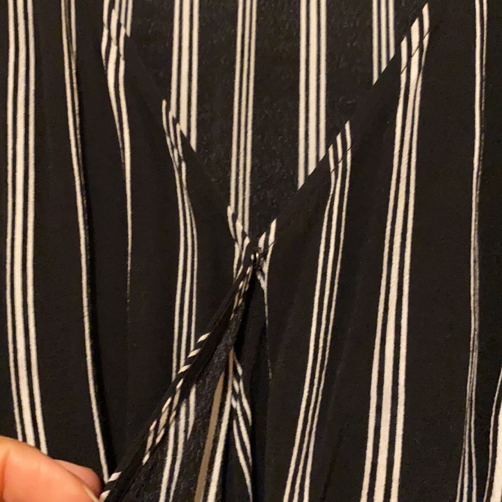 Striped Tie Waist Wrap Romper - Picture 3 of 5